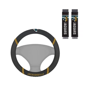 NEW JACKSONVILLE JAGUARS MESH GRIP STEERING WHEEL COVER & 2 SEAT BELT PAD COVERS - Picture 1 of 4