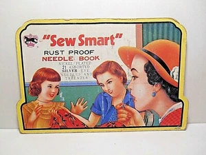 VINTAGE SEW SMART RUST PROOF NEEDLE BOOK 16 SILVER EYE NEEDLES & THREADER - Picture 1 of 5