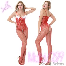 Bodystocking Catsuit Rossa Natale Capodanno Intimo donna sexy lingerie tutina
