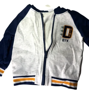 Carter’s Toddler Boys 2T Part Dino Division Hoodie Navy Blue & Gray Zips - Picture 1 of 4
