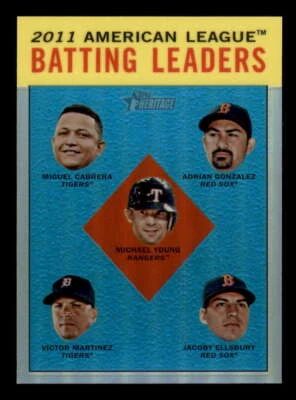 2012 Topps Heritage Chrome Refractor #92 Miguel Cabrera//Young/Ellsbury #008/563 - Image 1 of 2