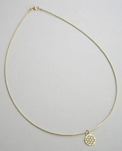 Halsreif  925 Silber vergoldet 1,0 mm 40 / 42 / 45 cm Anhänger Blume des Lebens - Bild 1 von 3