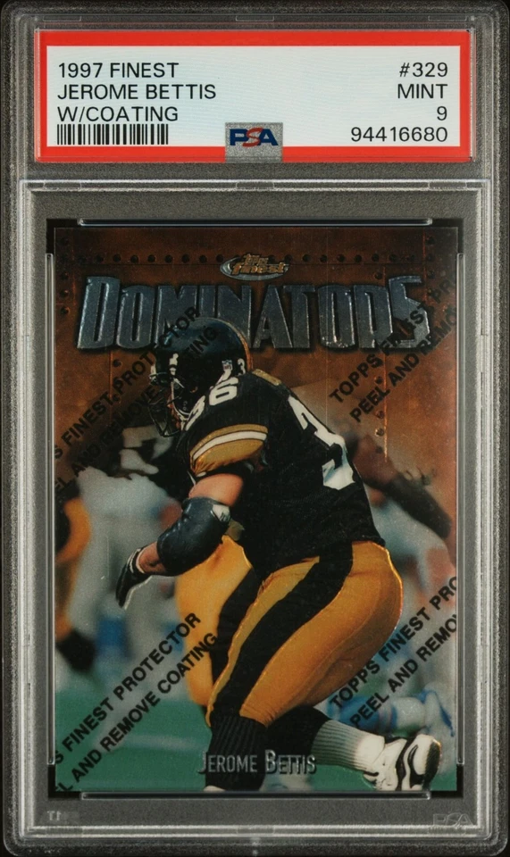 JEROME BETTIS 1997 Topps Finest w/ Coating Steelers #329 MINT PSA 9 - Image 1 of 2