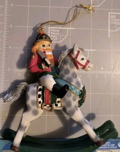 1994 papermill nutcracker on rocking horse porcelain xmas ornament Base Broken - Picture 1 of 5
