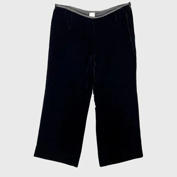 Pantalones recortados Armani Collezioni para mujer de terciopelo negro pierna ancha cintura alta talla 16 Foto 1 de 4