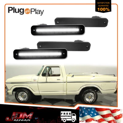 Luces de señalización laterales delanteras LED blancas humo para Ford E-350 Econoline 1975-1991 Foto 1 de 4