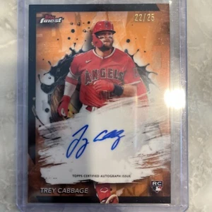 2024 Topps Finest -Auto Orange Refractor #52 Trey Cabbage /25 (RC) LAA/HOU - Picture 1 of 2