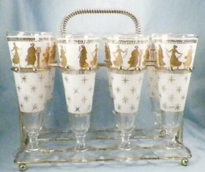 Aldon Greek Goddess Pilsner Glasses Caddy Mid Century Modern Barware Atomic Age - Picture 1 of 12