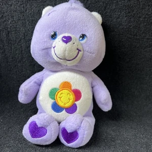 Care Bears Plush - Harmony Bear 2007 Purple Rainbow Smiling Flower - Picture 1 of 11