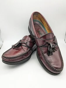 Sebago Burgundy Leather Mens Loafers Hand Sewn Tassel USA Stitch Size 9 - Picture 1 of 8