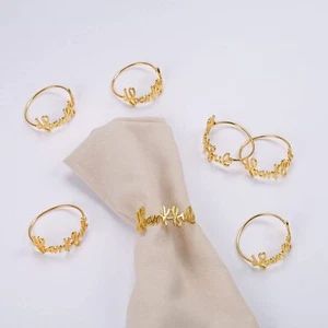 Thanksgiving Napkin Rings Set of 12 Gold Napkin Holder for Autumn Harvest Fes... - Picture 1 of 6