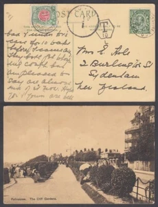 NEW ZEALAND 1912 POSTCARD FROM GB 1d. POSTAGE DUE (ID:38/D55061) - Picture 1 of 1