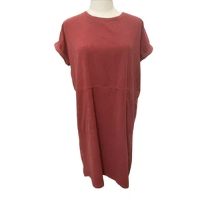 J. Jill Shift Dress Terry Short Sleeve Pockets Red Small Petite SP - Picture 1 of 11