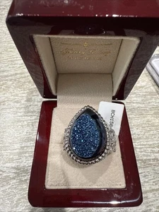 BBJ  THAILAND STERLING SILVER 925 RING WITH RUFF CUT SPARKLING BUE STONE SIZE 8 - Bild 1 von 6