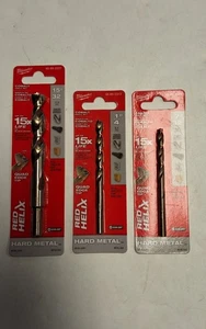 Lote de tres brocas de metal duro Milwaukee de 15/32", 1/4" y 7/32" todas nuevas en caja - Imagen 1 de 2