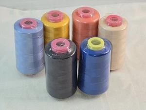 Lot of 6 Mixed  Big Spools Mixed Color t27s/2 Sewing Thread /Cone 135 g - Picture 1 of 10