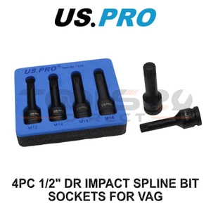 US PRO Tools VW/AUDI Spline Bit Impact Socket Set 1/2" DR M12 M14 M16 M18 In EVA - Picture 1 of 3