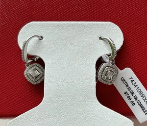 Sterling Silver Diamond Halo Drop Earrings 1/2 ct. t.w. MSRP $700 - Picture 1 of 10