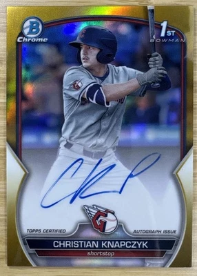 Christian Knapczyk 2023 Bowman Draft Chrome CDA-CKN TRUE Gold  Auto /50 - Image 1 of 4