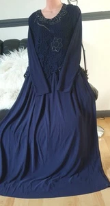 Plus Size Ladies Women's Occasion Wear Lace Bodice  Maxi Dress Size 16-Navy - Picture 1 of 11