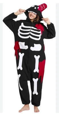 Skeleton Paint Bucket ONE PIECE  Unisex Adult Pajamas Sleepwear/ Costume Size: S - Image 1 of 4
