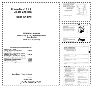 John Deere PowerTech 8.1L Diesel Engines Base Engine Technical Manual CTM86 - Picture 1 of 1