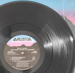 MILLI VANILLI - BABY DON'T FORGET MY NUMBER 12" MAX SINGLE VG+ VINYL 1989 SHRINK - Picture 1 of 3