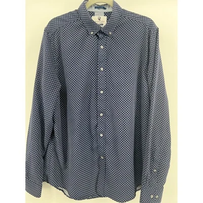 International Report Mens L/G Navy Blue White Geometric 4 Way Stretch Shirt - Image 1 of 4