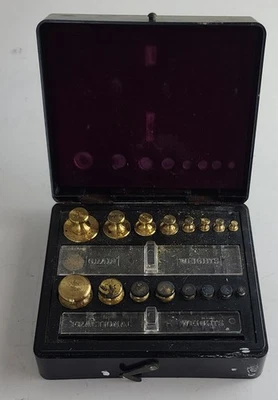 Vintage Ohaus Pharmacy Apothecary Weight Set Brass ~ 17 Weights - Image 1 of 4