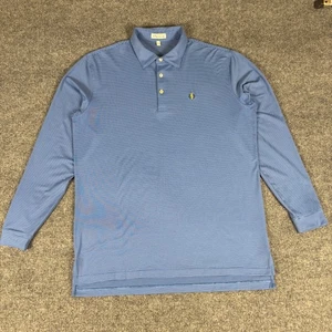 Peter Millar Long Sleeve Men’s Golf Polo Bear’s Club Blue Striped Size Large - Picture 1 of 9