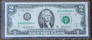 2003A $2 FRN - FANCY SERIAL NUMBER - Repeater Note - B24002400A RARE REPEAT NOTE - Picture 1 of 2