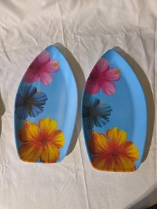 Hawaiian floral surfboard plastic platters - Picture 1 of 2
