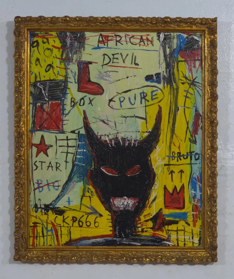 JEAN MICHEL BASQUIAT ACRÍLICO SOBRE LIENZO 1982 CON MARCO EN BUEN ESTADO Foto 1 de 4