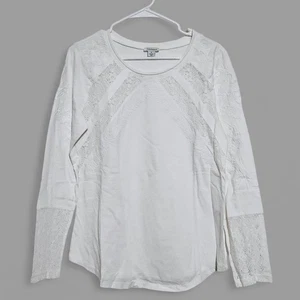 Sundance Blouse Sz M Chantira Top Lace & Embroidery Cotton Long Sleeve White - Picture 1 of 9