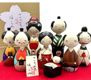Wooden Kokeshi Doll The Nativity Type A Holy Christmas Family set Handmade Japan - Picture 1 of 6