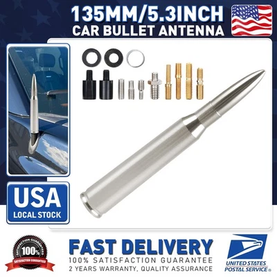 For 1998-2023 Nissan Frontier Vehicles Gunmetal Silver Bullet Style Antenna 5.3" - Image 1 of 4