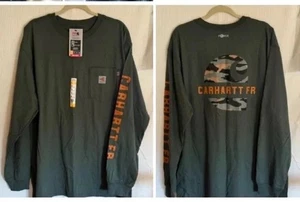 Carhartt Force Flame Resistant XL Cat2 Camo Logo Cotton Pocket Discontinued Rare - Picture 1 of 18