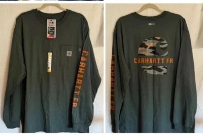 Carhartt Force Flame Resistant XL Cat2 Camo Logo Cotton Pocket Discontinued Rare - Image 1 of 4