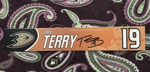 NHL  Troy Terry #19 SIGNED Anaheim Ducks Locker Room Nameplate Game Used #1 - Picture 1 of 2