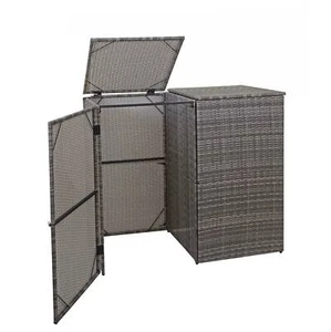 B-Ware 2er-Mülltonnenverkleidung MCW-E25, Mülltonnenbox, Poly-Rattan 2x120l grau - Bild 1 von 8