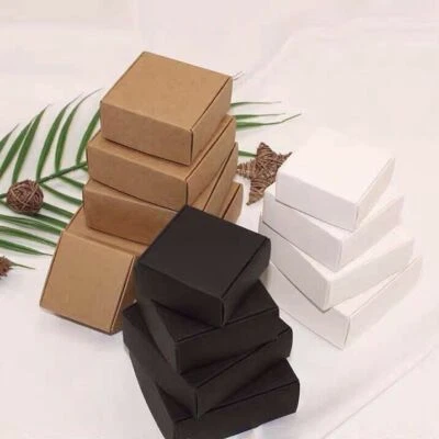 1000 Black White Kraft Paper Box Handmade Soap Packing Product Packaging 7x7x3cm - Image 1 of 4