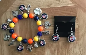 Oklahoma City Thunder beaded bracelet and earring set - Picture 1 of 2