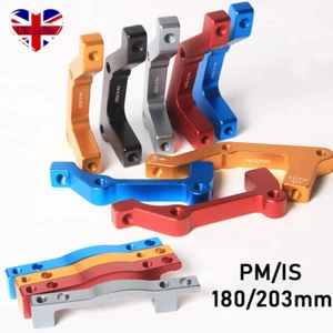 Post Mount MTB Bike Disc Brake Rotors Front Rear IS/PM 180/203mm Caliper Adapter - Picture 1 of 16