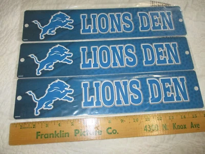 Lote de 3 letreros nuevos de Detroit Lions Den 16x4 con licencia de interior/exterior Foto 1 de 2