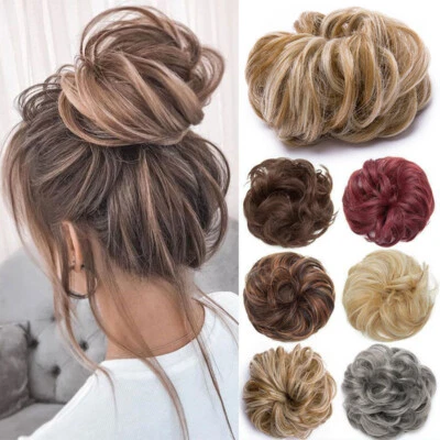 Curly Messy Bun Hair Piece Scrunchie Hair Piece Updo Ombre Thick Hair Extensions - Image 1 of 4