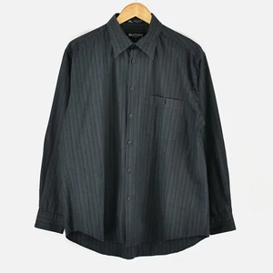 BRANDINI Le Collezioni Gray Striped Mens Long Sleeve Button-Up Collar Shirt - L - Picture 1 of 4
