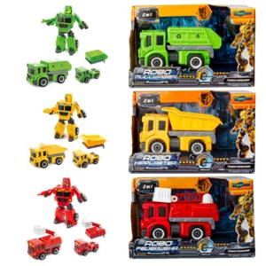 3er-Set Verwandlungs Roboter Feuerwehr, Kipplaster, Müllwagen - Bild 1 von 2