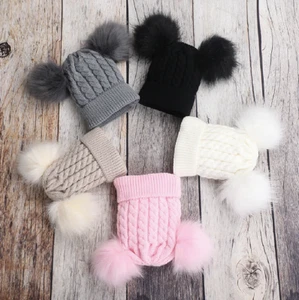 Kids Knitted Pom Pom Beanie - Picture 1 of 9