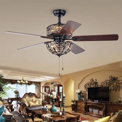 Tisaphon Dual Lamp Crystal Embellished 52-inch Fan Chandelier - Image 1 of 2