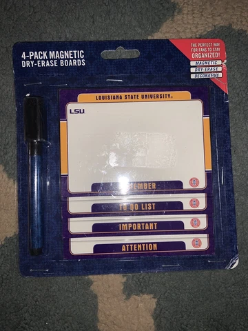 LSU Tigers University 4-Pack Magnetic Dry Erase Boards Basketball Football Etc Cover